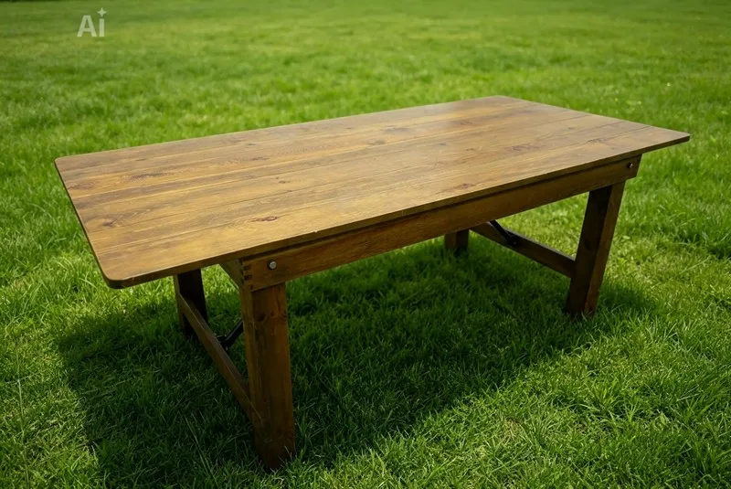 Table en bois rustique 213x102 cm - 6 à 8 personnes – Image 2