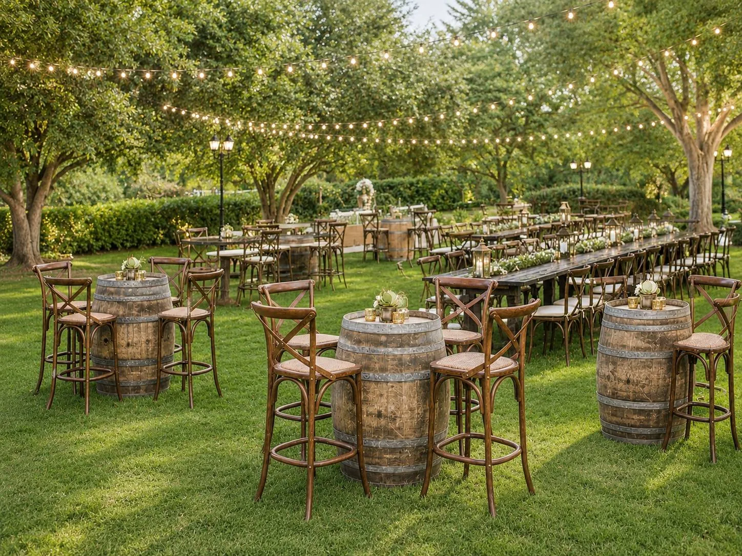ambiance réception et mariage avec tonneau en bois