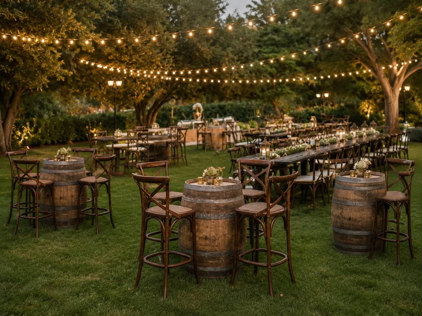 mariage avec chaise de bar dos croisé en bois rustique