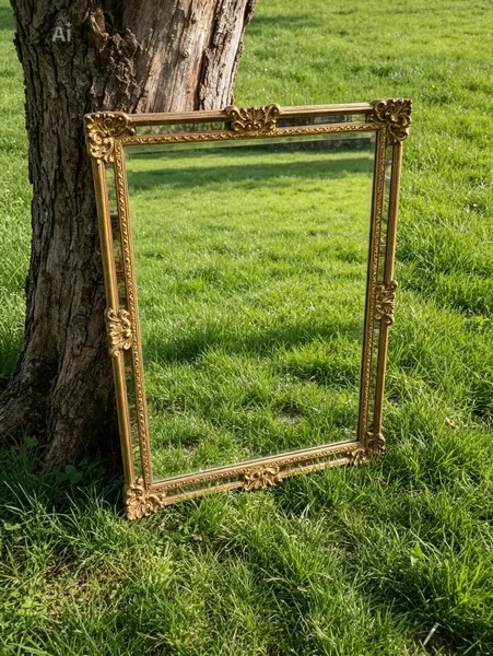 miroir contours doré